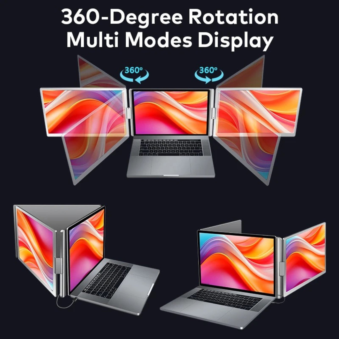 16” Dual Portable Laptop Monitor | Single Cable Setup | FHD 1080P Triple Screen Extender | 16:10 | Stand Alone | S880 | 90-Minute Technical Support