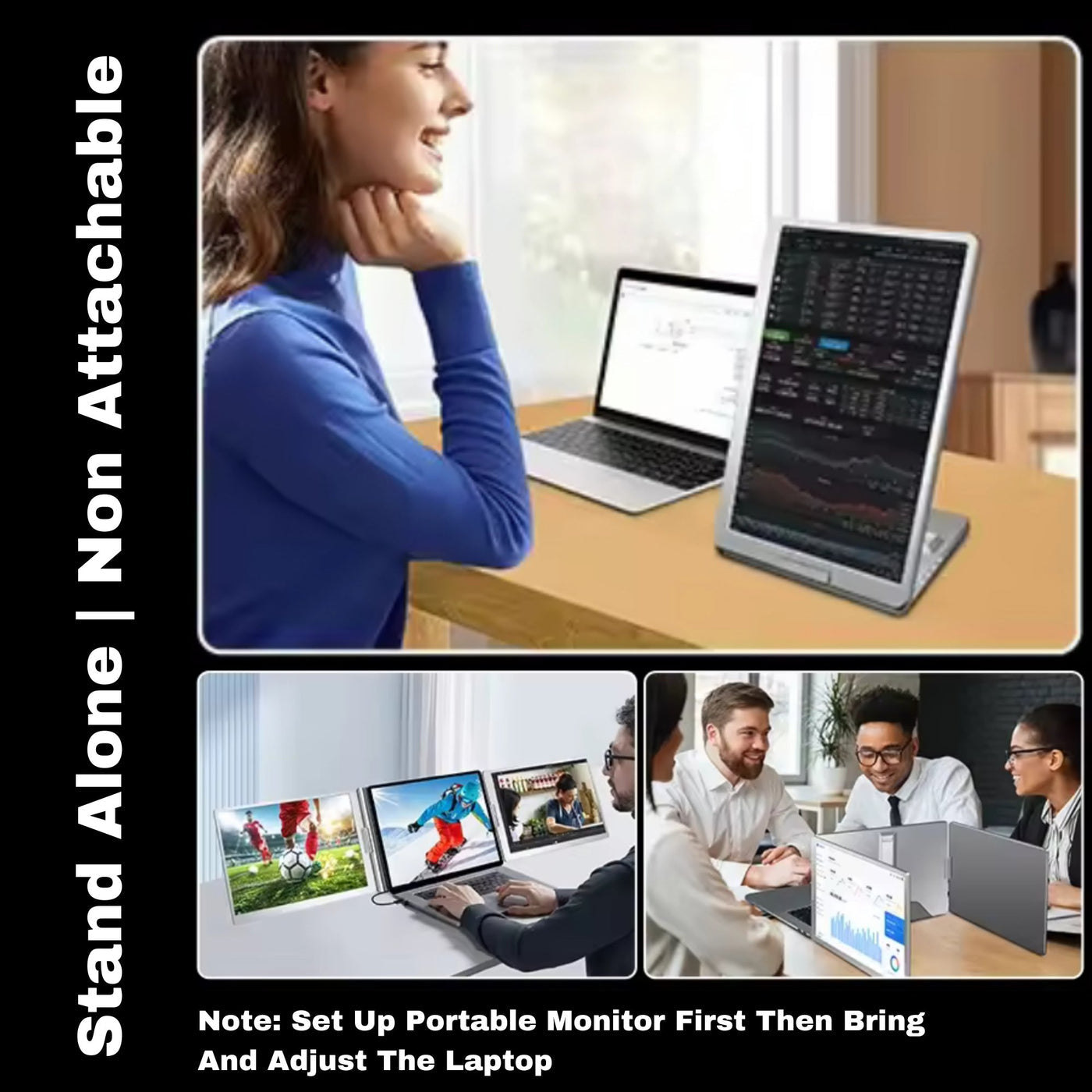 16” Dual Portable Laptop Monitor | Single Cable Setup | FHD 1080P Triple Screen Extender | 16:10 | Stand Alone | S880 | 90-Minute Technical Support