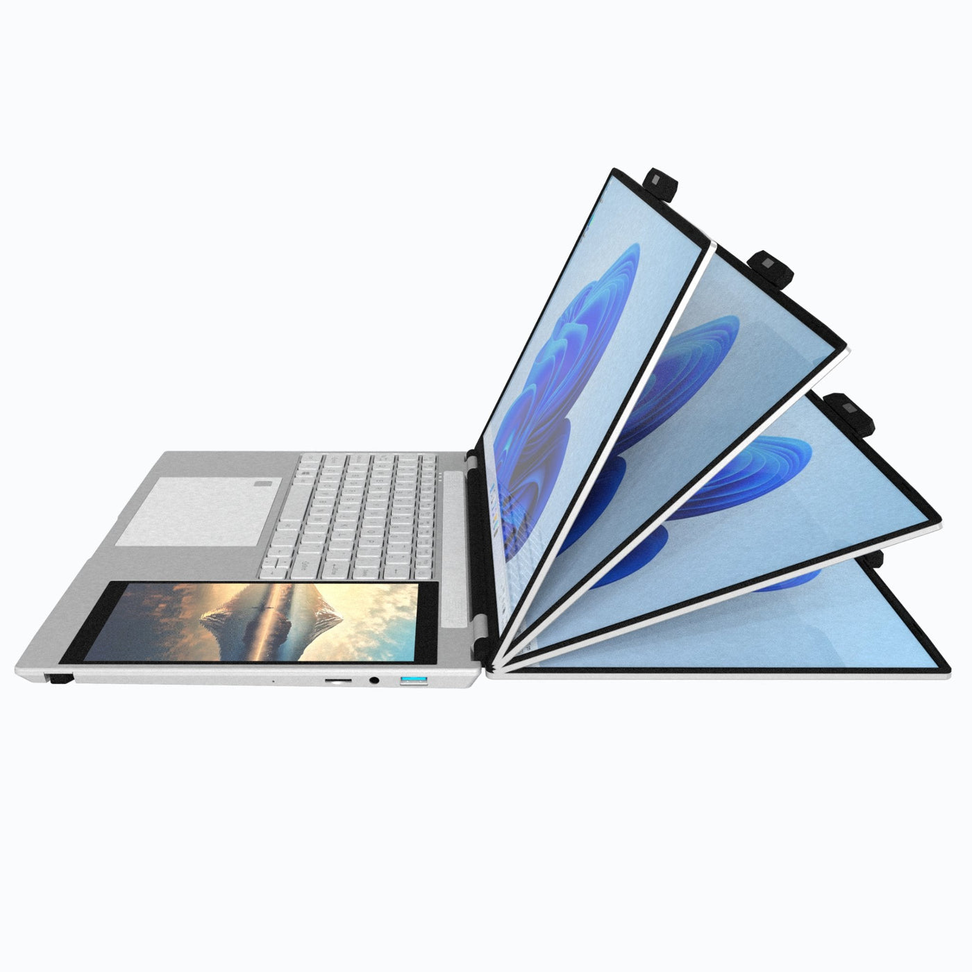 15.6" Laptop IPS Dual Screen 7” Mini Touch Screen Silver (1 TB SSD/ 32 GB RAM) | Intel® N95 CPU, Dual-band 2.4G/5G WIFI BacklitKeyboard | Windows 11 Pro with Mouse