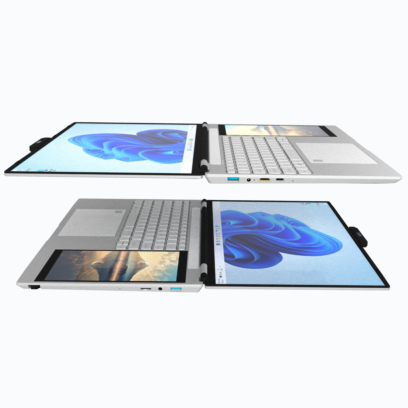 15.6" Laptop IPS Dual Screen 7” Mini Touch Screen Silver (1 TB SSD/ 32 GB RAM) | Intel® N95 CPU, Dual-band 2.4G/5G WIFI BacklitKeyboard | Windows 11 Pro with Mouse