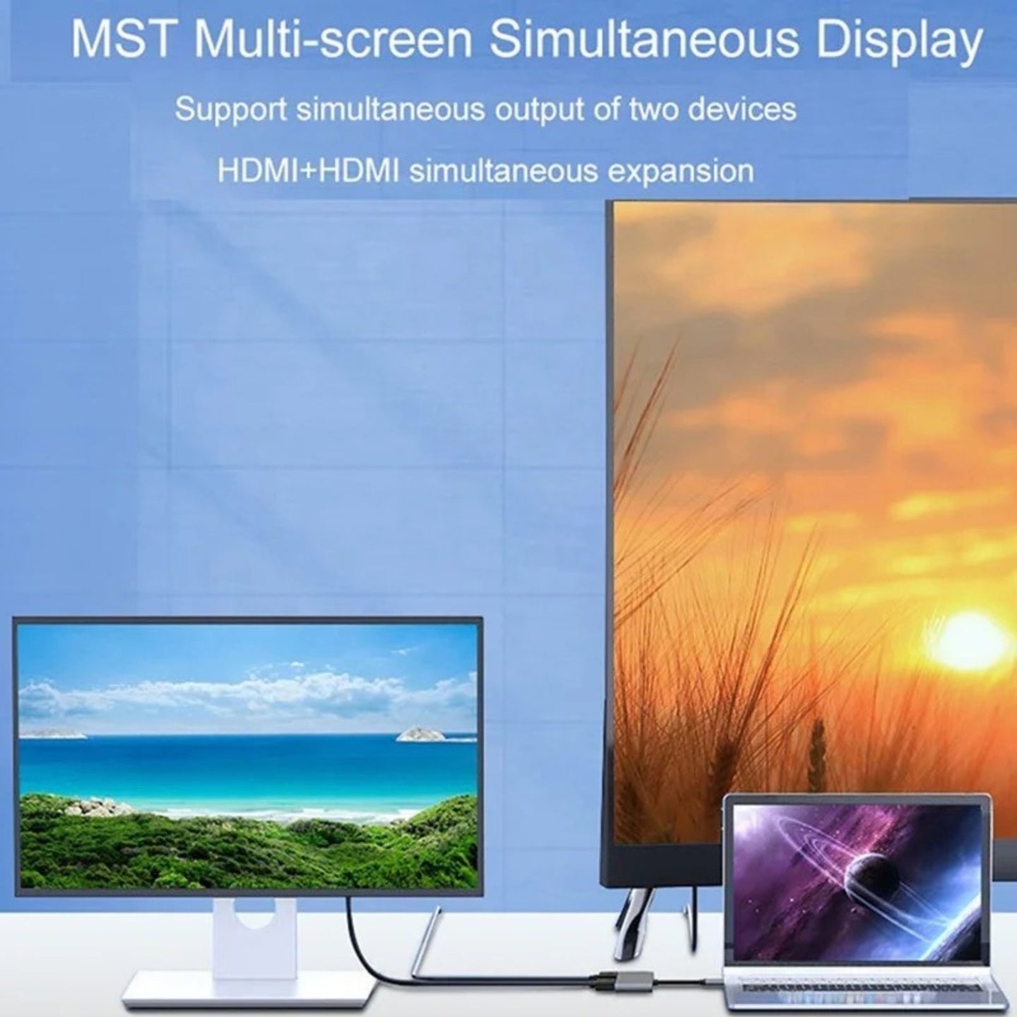 4 In 1 4K Dual Monitor HDMI Video Type-C Hub Docking Station USB C To Dual 4K HDMI MST Adapter With 2 HDMI USB 3.0 and PD
