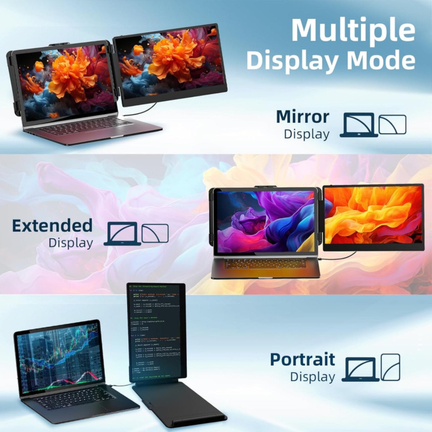 TUTT 14” FHD Single Portable Laptop Monitor IPS Dual Screen Extender with Built-in Stand and Speakers, Plug and Play Display for All Devices | S1 | Technical Support in 90 Min