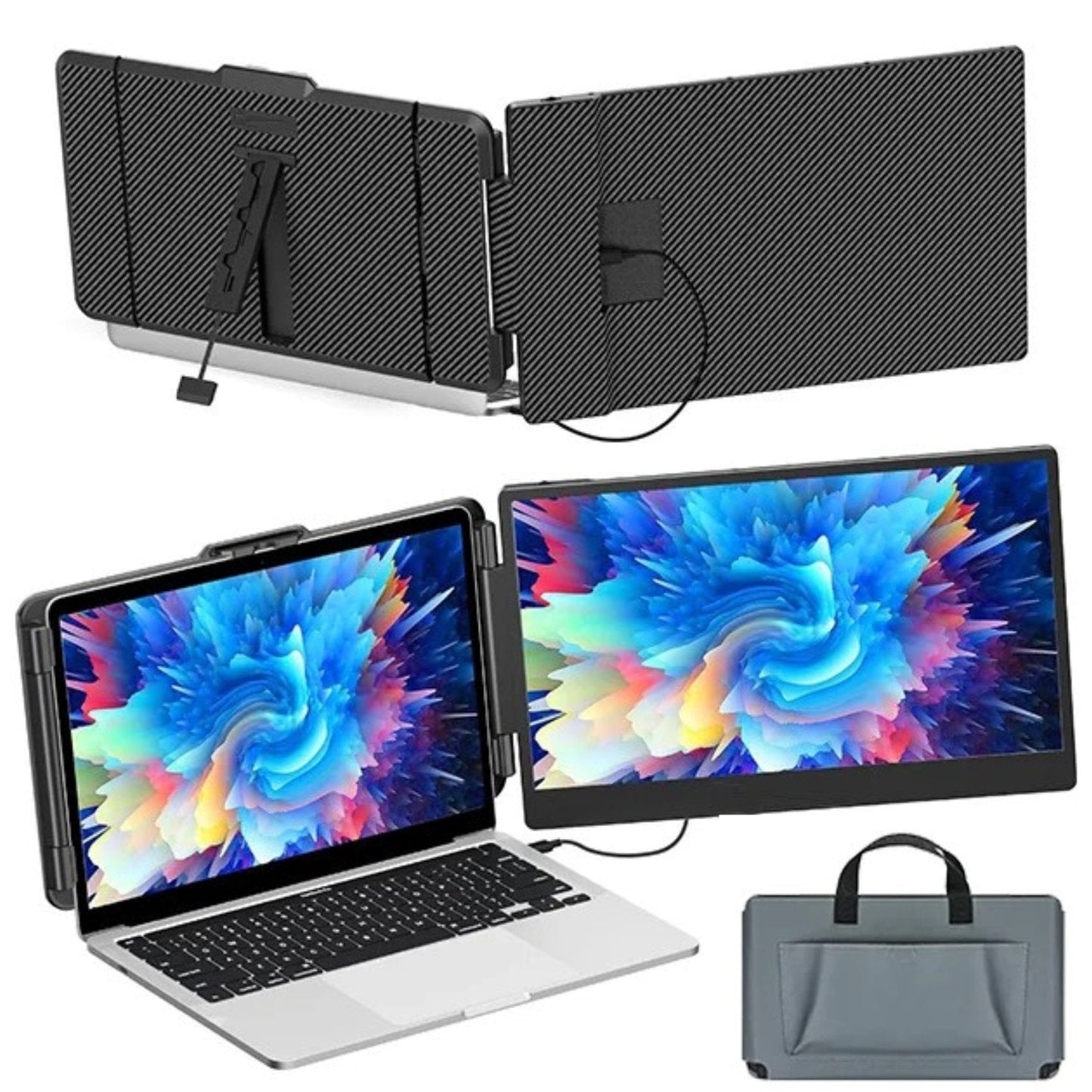 TUTT 14” FHD Single Portable Laptop Monitor IPS Dual Screen Extender with Built-in Stand and Speakers, Plug and Play Display for All Devices | S1 | Technical Support in 90 Min